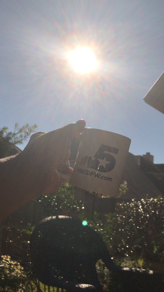 VinceSimsNBC5's tweet photo. A cup of coffee with a side of sunshine and warmth. This is my kind of fall weather. Thanks @NBCDFWWeather #morningcoffee #sunshine #warmfall https://t.co/4qy6GwHppH