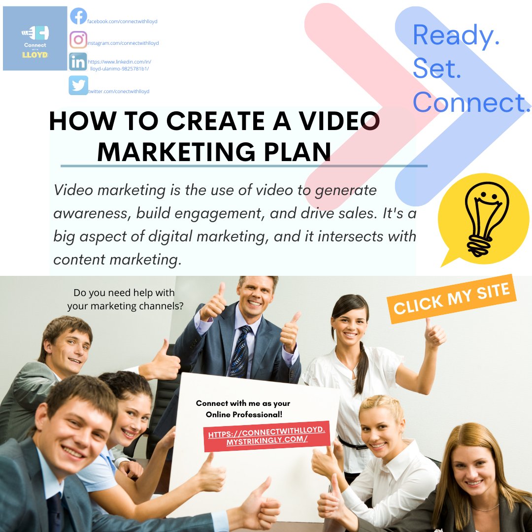 ConectwithLloyd's tweet photo. How to Create a Video Marketing Plan
🎬Begin with your video objectives.
🎬Find out who your target market is
🎬Keep to your schedule.
🎬Maintain a budget that is reasonable.
Connect with me as your Online Professional site: https://t.co/O7vY6hxT1A #freelancertips #videomarketing https://t.co/HfWFOdZ1Bl