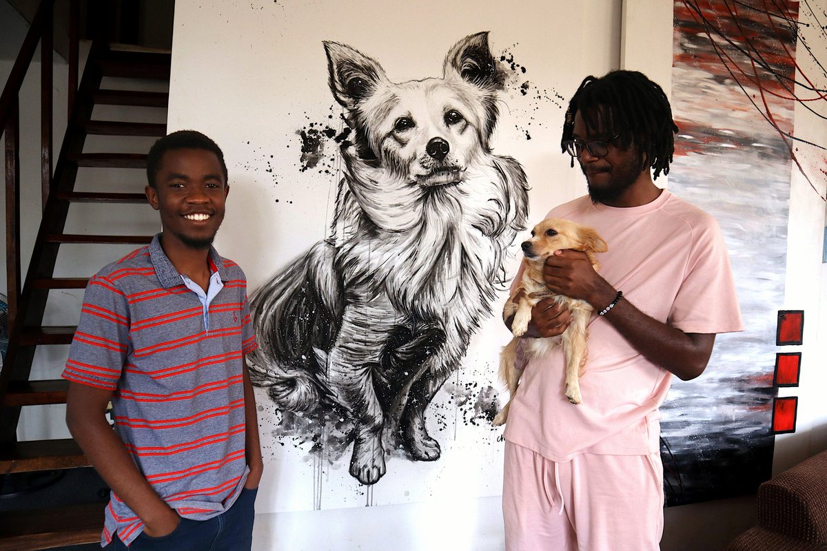 chimze_art's tweet photo. Biggest piece I've ever worked on. Thank you for the honor my man😀🤝 even happier that I got to paint this cute lil dog. https://t.co/OqMKzhDmUk