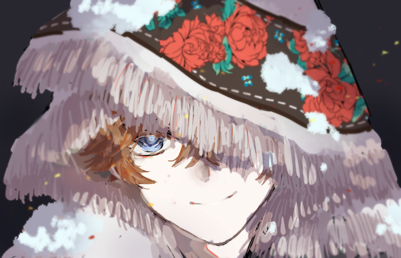 solo blue eyes 1boy smile male focus hat looking at viewer  illustration images