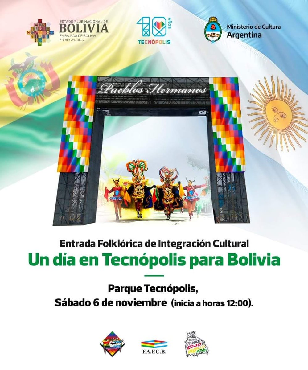 CaravanaEvent's tweet photo. 👉 Ya que avise por mensaje estos dos días ahora si  Este sábado #Tecnópolis celebrará al Estado Plurinacional de Bolivia con la primera #entradafolklórica #PueblosHermanos #UndiaenTecnopolisparaBolivia #ArgentinaUnida 
https://t.co/GGYBximFc2 https://t.co/B2nPekz8Re