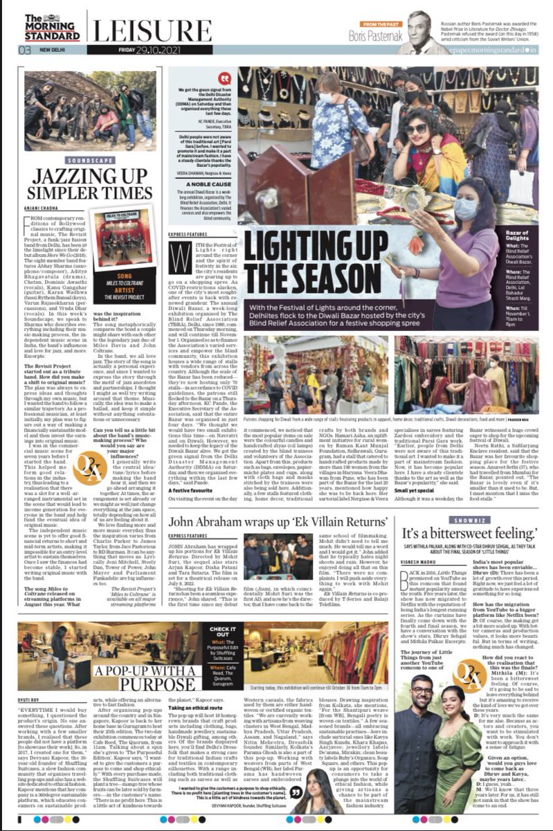 HuffyEudaimonia's tweet photo. The 25th edition of Shuffling Suitcases featured in @TheMornStandard. The milestone edit saw a lot of support and love from the conscious community in Gurgaon and Delhi. https://t.co/zaS2EwyfRz