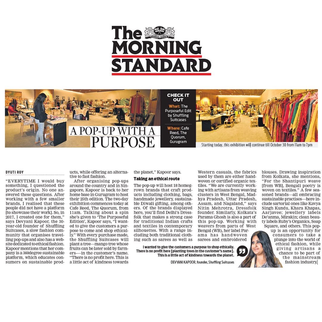 HuffyEudaimonia's tweet photo. The 25th edition of Shuffling Suitcases featured in @TheMornStandard. The milestone edit saw a lot of support and love from the conscious community in Gurgaon and Delhi. https://t.co/zaS2EwyfRz