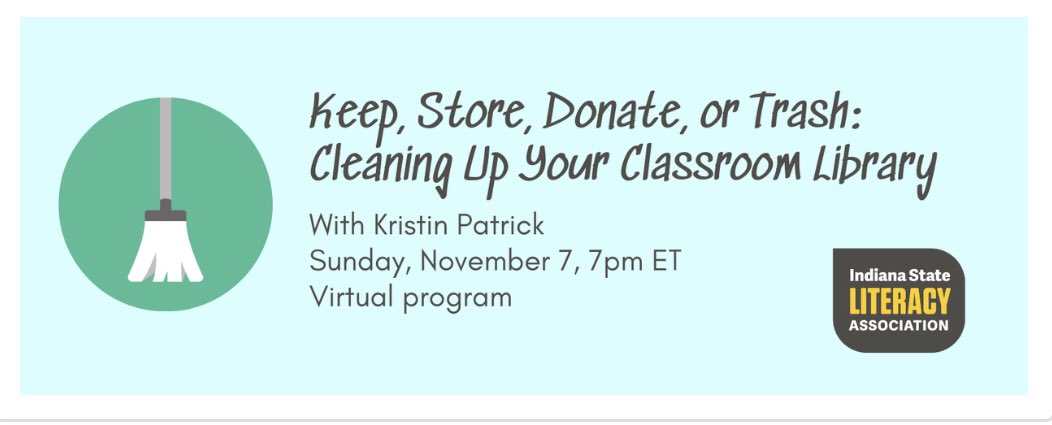 MrsCespedes2's tweet photo. Looking forward to this online event with @krismarley12 tomorrow night, (11/7)!!! ๐๐งน๐ Register here: https://t.co/f8cJKCbq7w
#IndianaReads @centINDliteracy https://t.co/3ksNQz01Xx