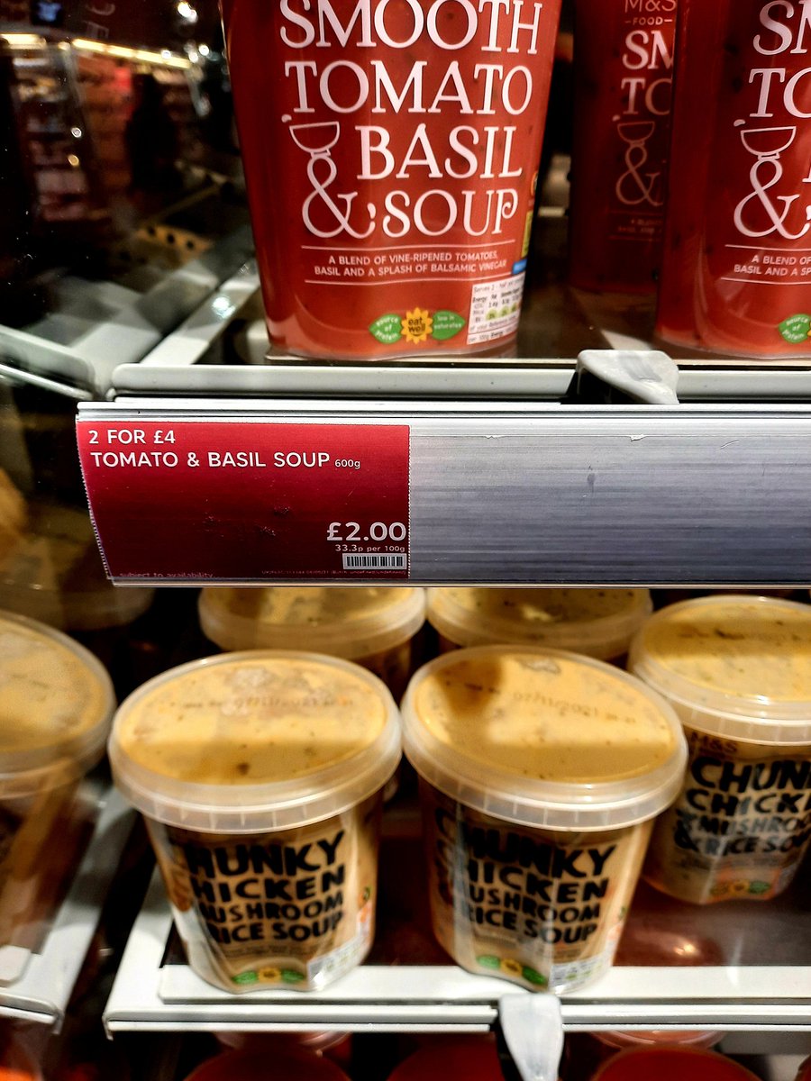 For me living with a diagnosis of PCA dementia, which makes it hard to calculate figures, but am I missing something here? M&amp;S tomato and basil soup £2.00 each or 2 for £4.00