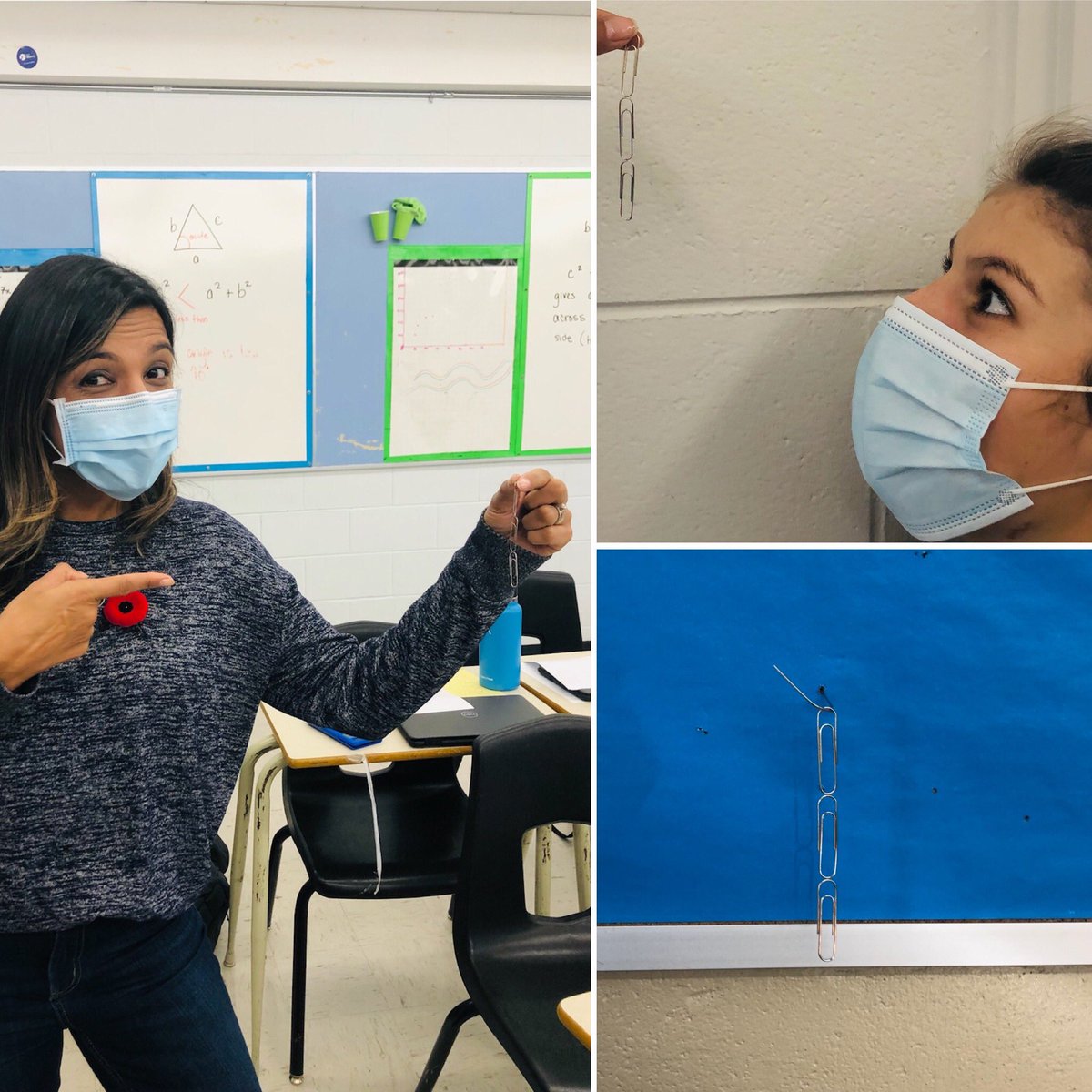 LaSalle_Science's tweet photo. Is it magic? No, it is science!  The domains are aligned so they are magnetic! Ms. Singh walked around  to show all of the super excited students! They are still aligned and hung at the back of the class - will they still be attached on Monday? Will keep you posted! @LaSalle_LDSB https://t.co/hF3LuG3Jwr