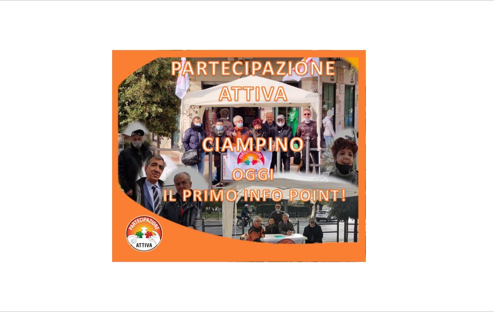PartAttiva21's tweet photo. A CIAMPINO IL NOSTRO PRIMO INFO POINT. 
SI RICOMINCIA DAI TERRITORI
Oggi, a due mesi dal battesimo di #PartecipazioneAttiva, il gruppo di #Ciampino in piazza con il nostro primo #InfoPoint. 
https://t.co/Vx75ppIfJq https://t.co/ezoG5jybcu