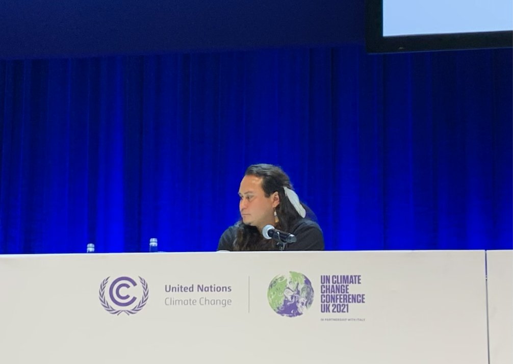 efc_west's tweet photo. Jacob Johns of  @backboneprog emphasizes that existing climate impacts will escalate and increase #climate migration.  #ClimateCrisis #COP26 @uscan https://t.co/g5IUEC2INi