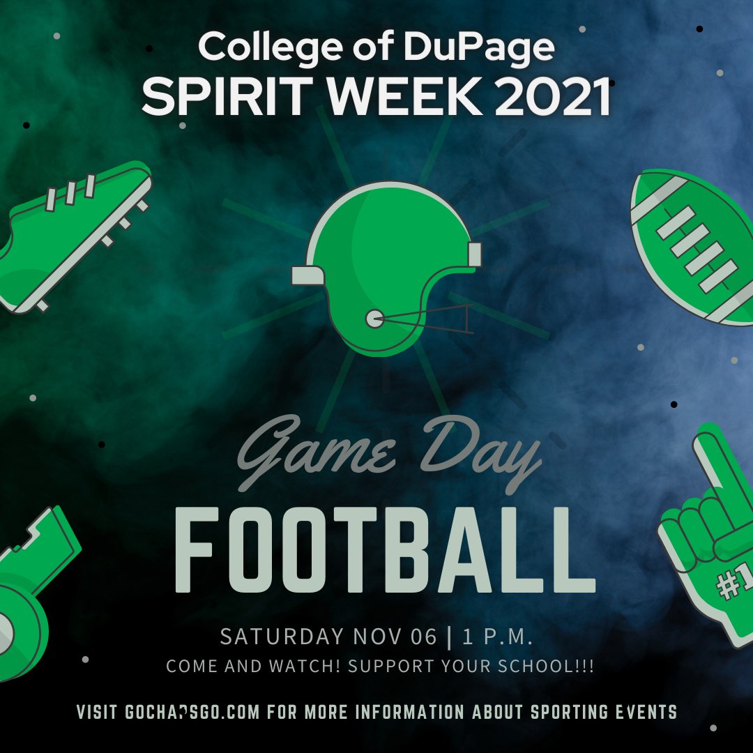 CODStudentLife's tweet photo. Support COD in their journey to victory today! 

1PM
COD Football Field

#codstudentlife #collegeofdupage https://t.co/7BL0ea3IIj