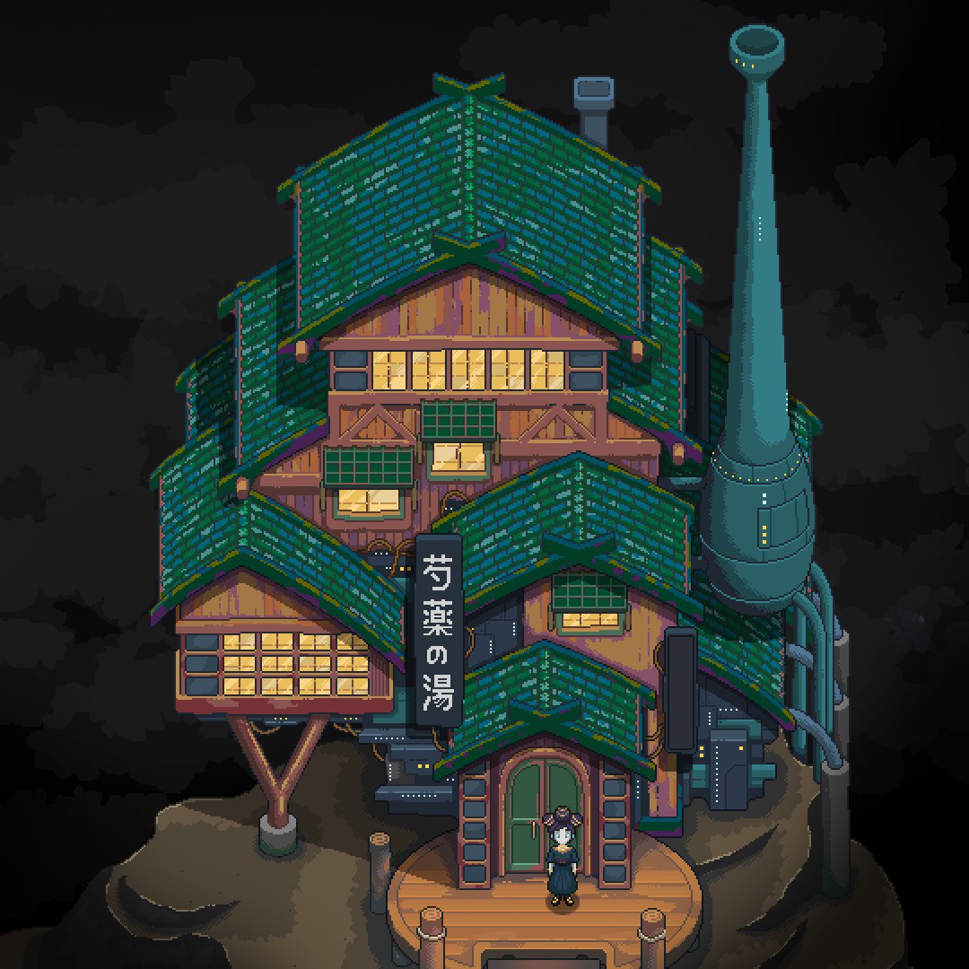 Took forever but finally done! The Bathhouse of White Ash Harbor. #ChefRPG

#pixelart #screenshotSaturday #architecture #indiegames #gamedev