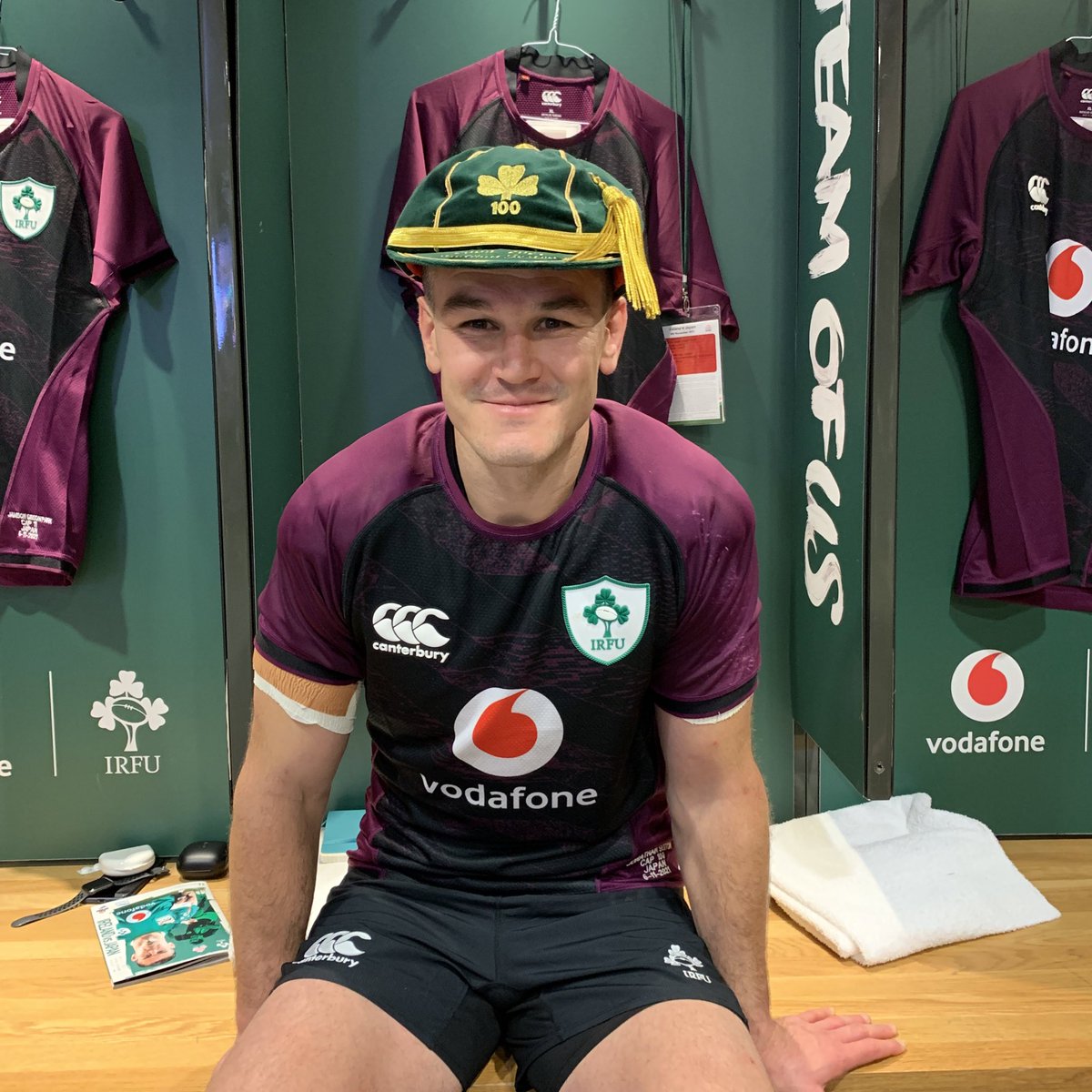 IrishRugby's tweet photo. #JS100 🧢

📍 Ireland Dressing Room at Aviva Stadium. 

#TeamOfUs | #IrishRugby | #ShoulderToShoulder | #IREvJPN https://t.co/ICLTrKXqux