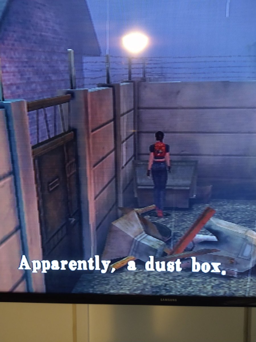 eclectomanic's tweet photo. What the hell is a dust box 

#recodeveronica #recodeveronicax #ResidentEvil https://t.co/efAkWfU3ks