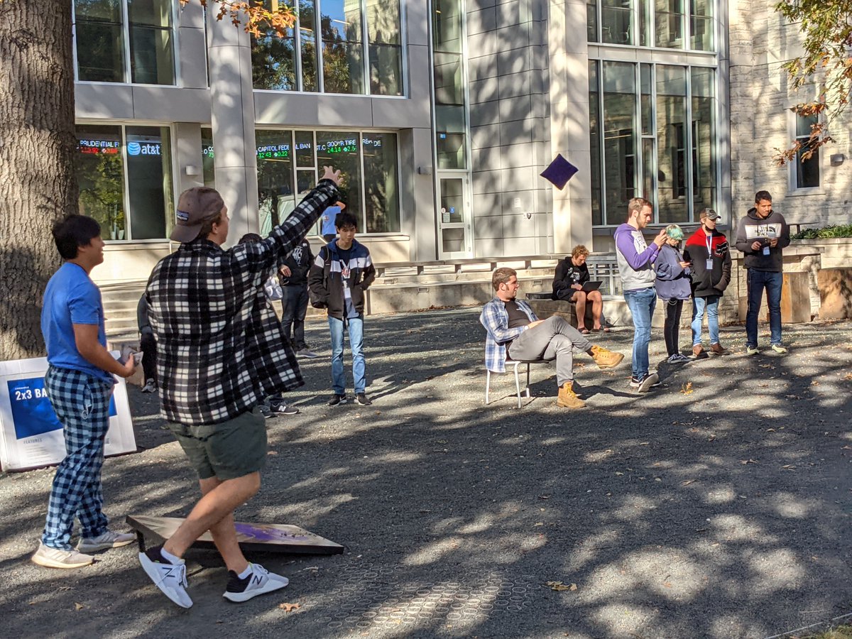 MLHacks's tweet image. We&apos;re out here getting energized at the #HackKState cornhole games! The skill on display this weekend is INTENSE!