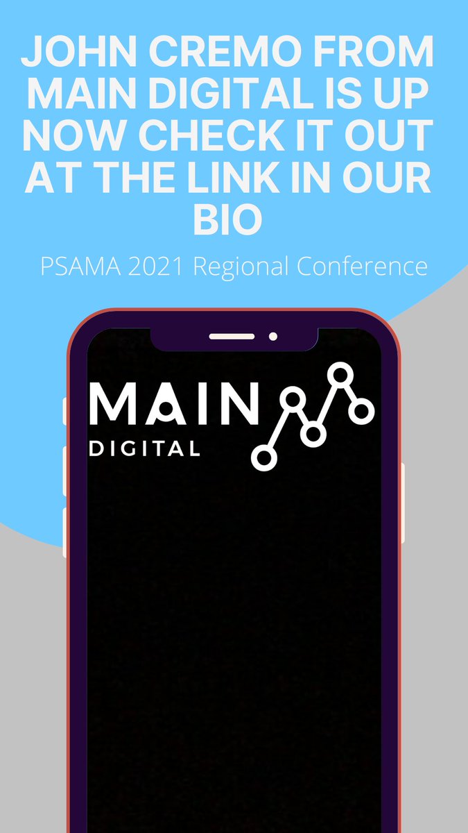 WeArePSAMA's tweet photo. John Cremo from Main Digital is our next speaker! Link in bio to join! #50yearsofPSAMA https://t.co/ZNe3Wb9AeS