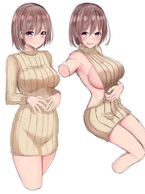 縦セーターのお姉さん 