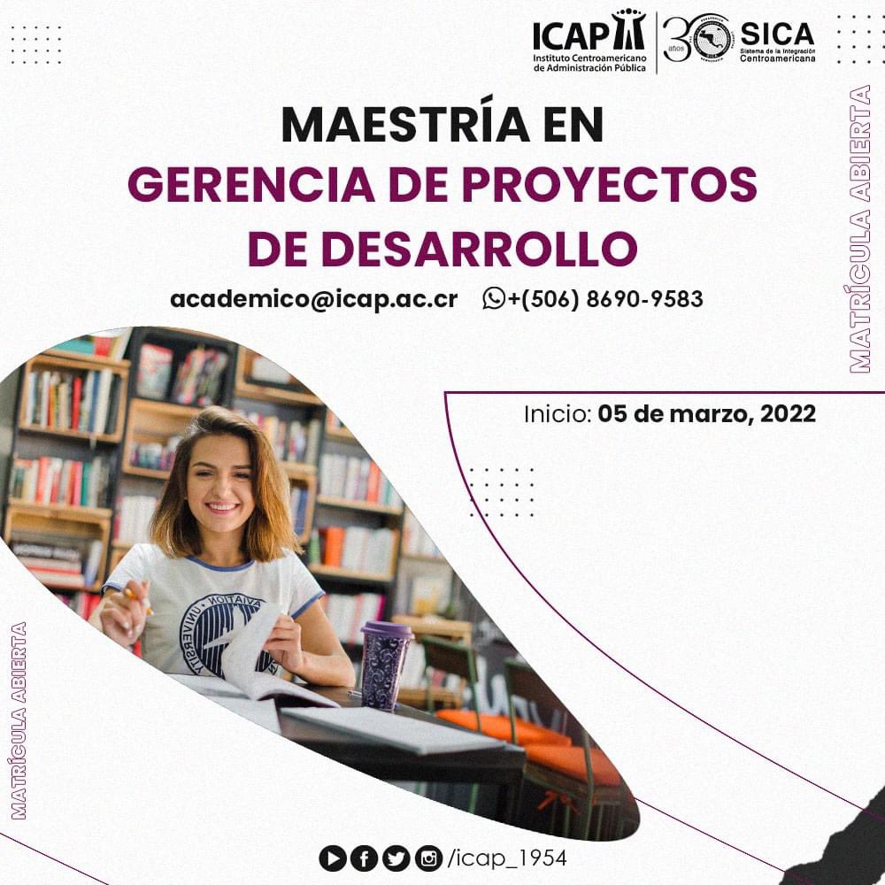 icap_1954's tweet photo. #ICAP ¡Continúa creciendo! El programa de Maestrías en Gerencia de Proyectos de Desarrollo, ha favorecido a tomadores de decisión en Centroamérica y el Caribe.
Consultá por nuestros descuentos especiales solo por este mes y seguí por el camino de superación. #ICAP67 https://t.co/PZL4XeITQY