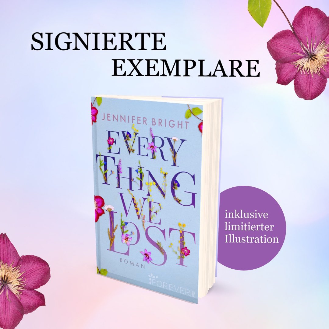 Ihr könnt meine Bücher signiert und mit persönlicher Widmung bei der Buchhandlung Graff bestellen. 

Everything We Lost: graff.de/shop/artikel/9…

Everything We Had: graff.de/shop/artikel/9…

The Right Kinf of Wrong: graff.de/shop/artikel/9…