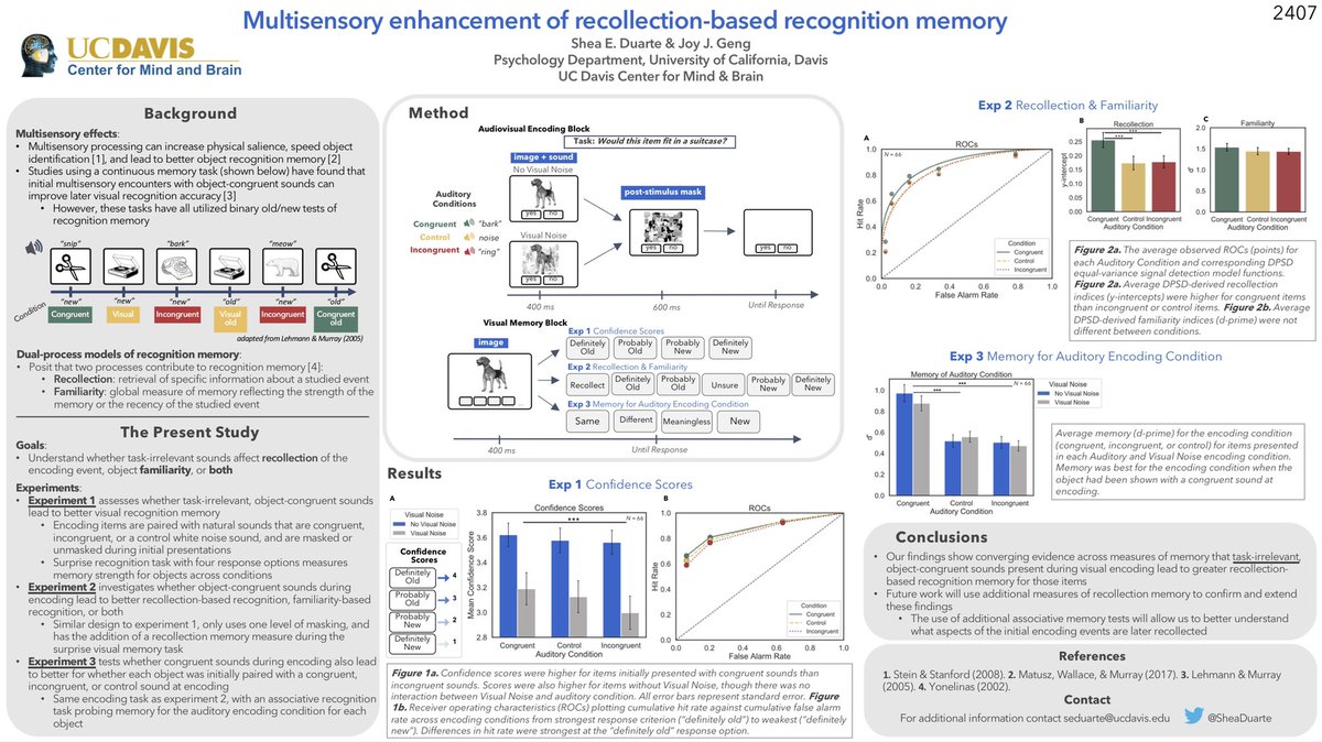 Come by my poster at psychonomics today (10am PT in poster hall 3) on the the effects of multisensory processing on recognition memory! #psynom21
