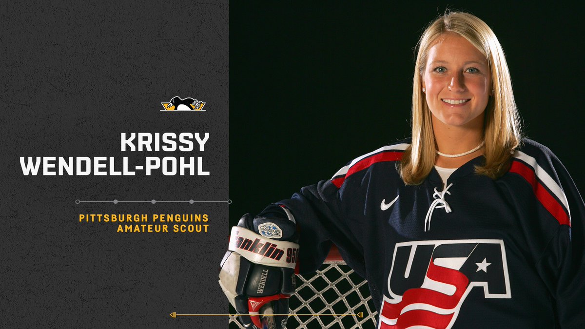 The Penguins have hired Krissy Wendell-Pohl as an amateur scout.
 
Wendell-Pohl, a two-time Olympian in 2002 and 2006, was inducted into the U.S. Hockey HOF in 2019 following a prolific playing career at the collegiate and international level.

Details: pens.pe/3EUsp2y