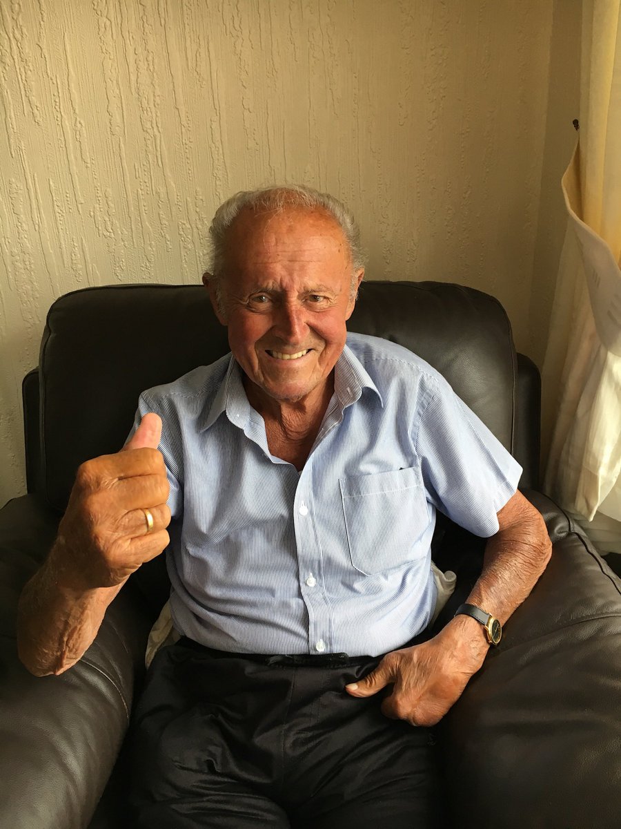 NicJSchofield's tweet photo. My lovely Grandad passed away on Wednesday. A lifelong Blackpool supporter, he even went to that famous 1953 FA Cup Final! Hope Pool can win today 💙🍊 @BlackpoolFC @matt_scrafton https://t.co/EwiPEpZy1l