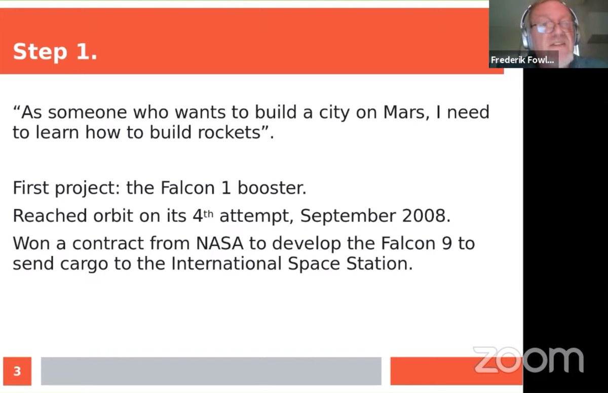 sathpal's tweet image. Awesome talk by Fred Fowler on #agility at @SpaceX. The blend of very ambitious goals, the need for clarity on requirements, and creating the right environment to get shit done is so inspiring!  Stop pointless meetings, be clear on the why and attached reqs to people!  #EAWC2021