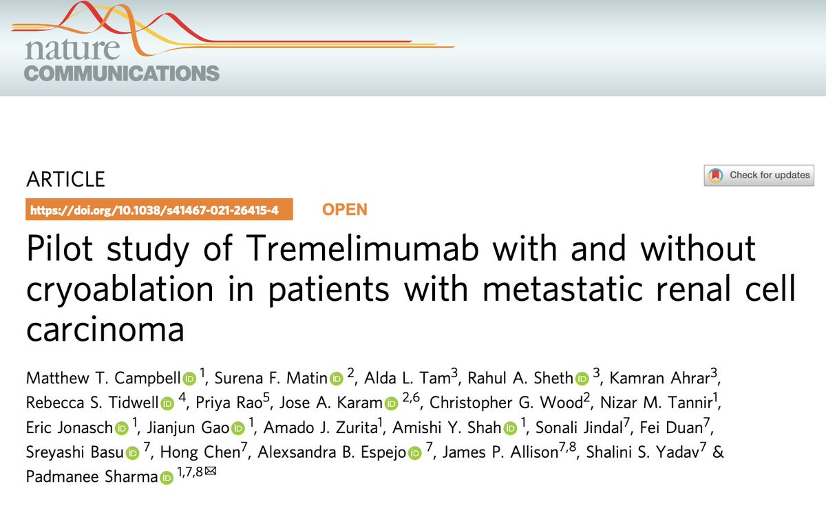 Rahul Sheth (@rahulshethmd) on Twitter photo Thrilled to share this clinical trial studying the immune effects of #cryoablation for renal cell cancer! Trials like these are honestly why I came to <a href="/MDAndersonNews/">MD Anderson Cancer Center</a>. More to come, but "cryoablation plus tremelimumab leads to a significant increase in immune cell infiltration" Thrilled to share this clinical trial studying the immune effects of #cryoablation for renal cell cancer! Trials like these are honestly why I came to <a href="/MDAndersonNews/">MD Anderson Cancer Center</a>. More to come, but "cryoablation plus tremelimumab leads to a significant increase in immune cell infiltration"