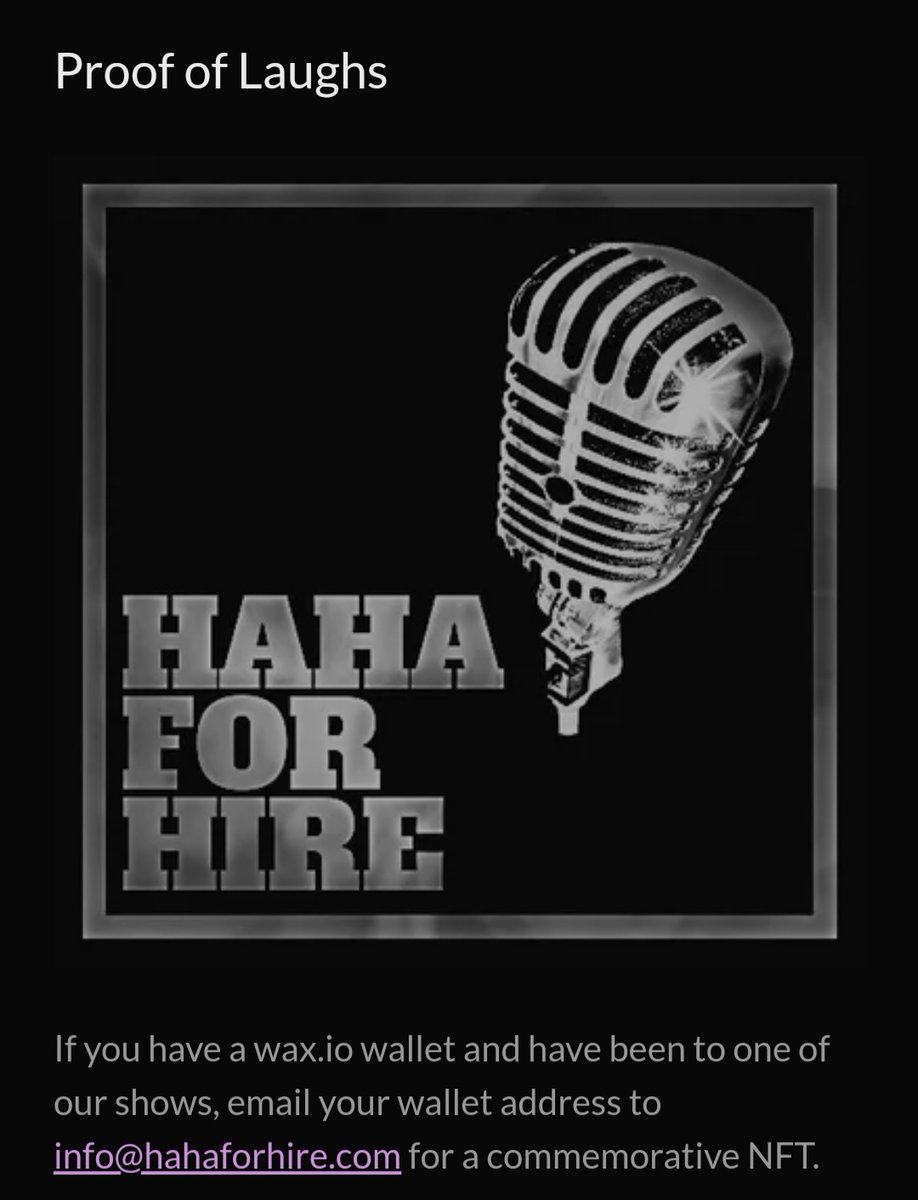 themikesalvi's tweet photo. #proofoflaughs. Read this. Especially if you've been to a @HahaForHire show 

#standupcomedy #NFTs #comicsdecentral @WAX_io https://t.co/Kf2l3VcYXM