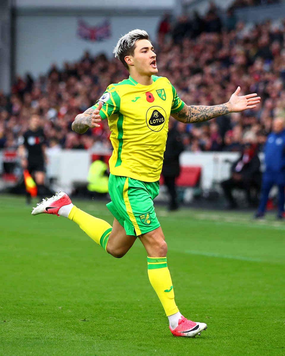 premierleague's tweet photo. FULL-TIME Brentford 1-2 Norwich

@NorwichCityFC record their first win of the #PL season! Goals from Mathias Normann and Teemu Pukki seal three points

#BRENOR https://t.co/RZ2TJAjI7x