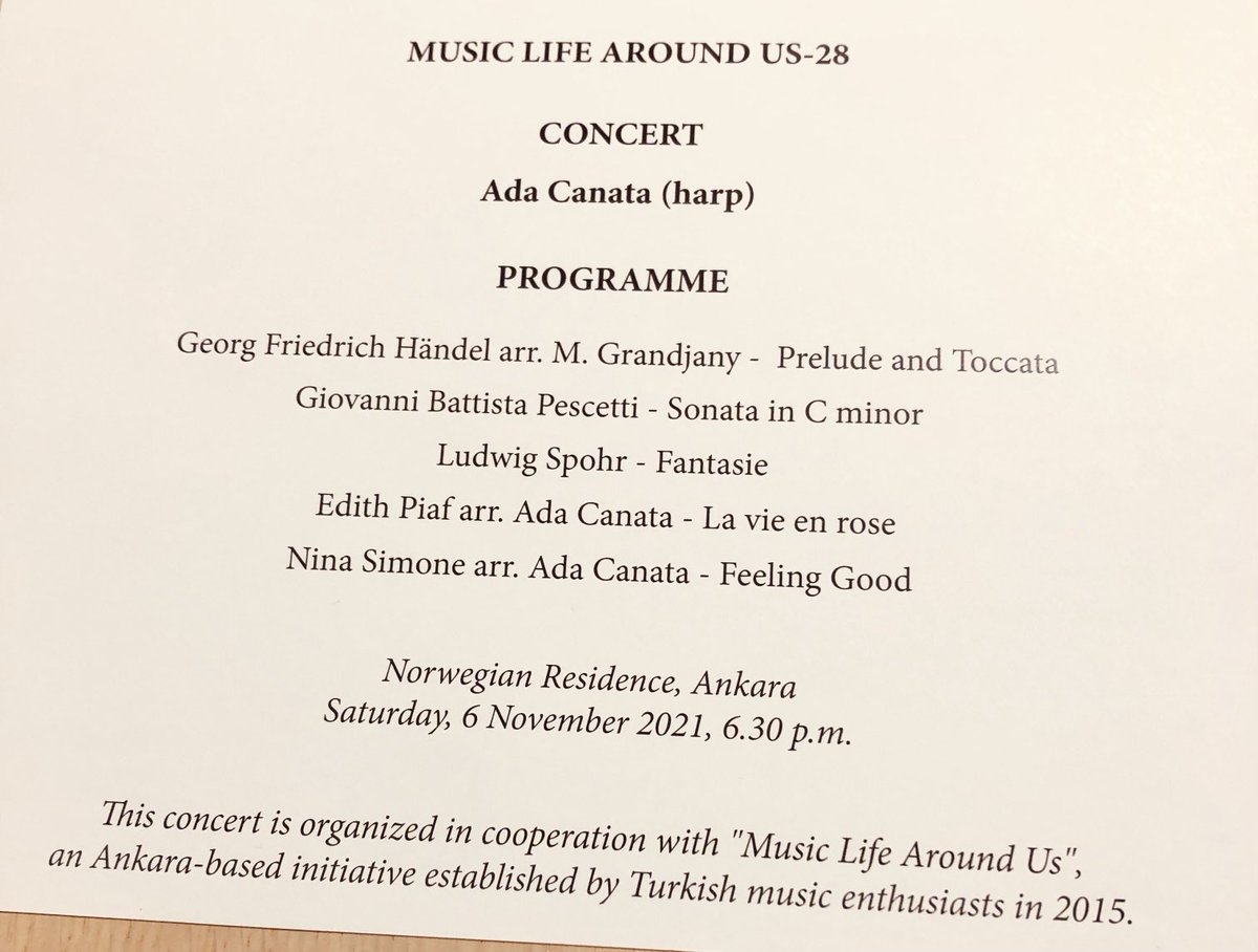 nmersavci's tweet photo. Norveç Konutunda Konser:Genç Harp sanatçısı Ada Canata’dan  enfes bir performans/ Norwegian Residence, in Cooperation with “ Music Around Us” (Z.Ersavcı  &amp; CSO Viololin Z. Erkan) had an enchanting performance by  Harpist Ada Canata ⁦@NorwayinTurkey⁩ ⁦⁦@ErlingSkj⁩ https://t.co/rzxELMFlyc