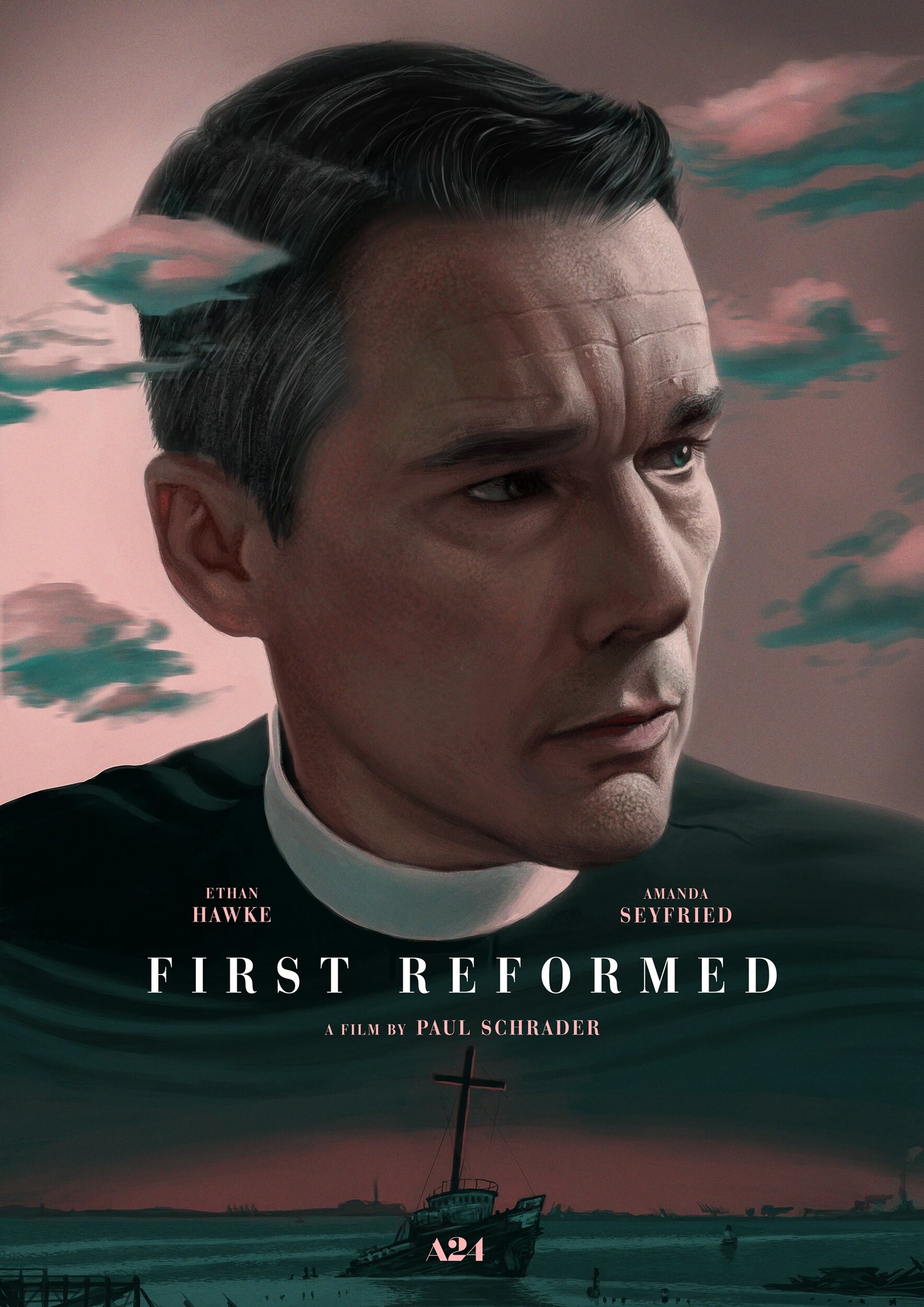 Happy birthday, Ethan Hawke!
This was my reimagined First Reformed (2018) poster, an A24 gem. 