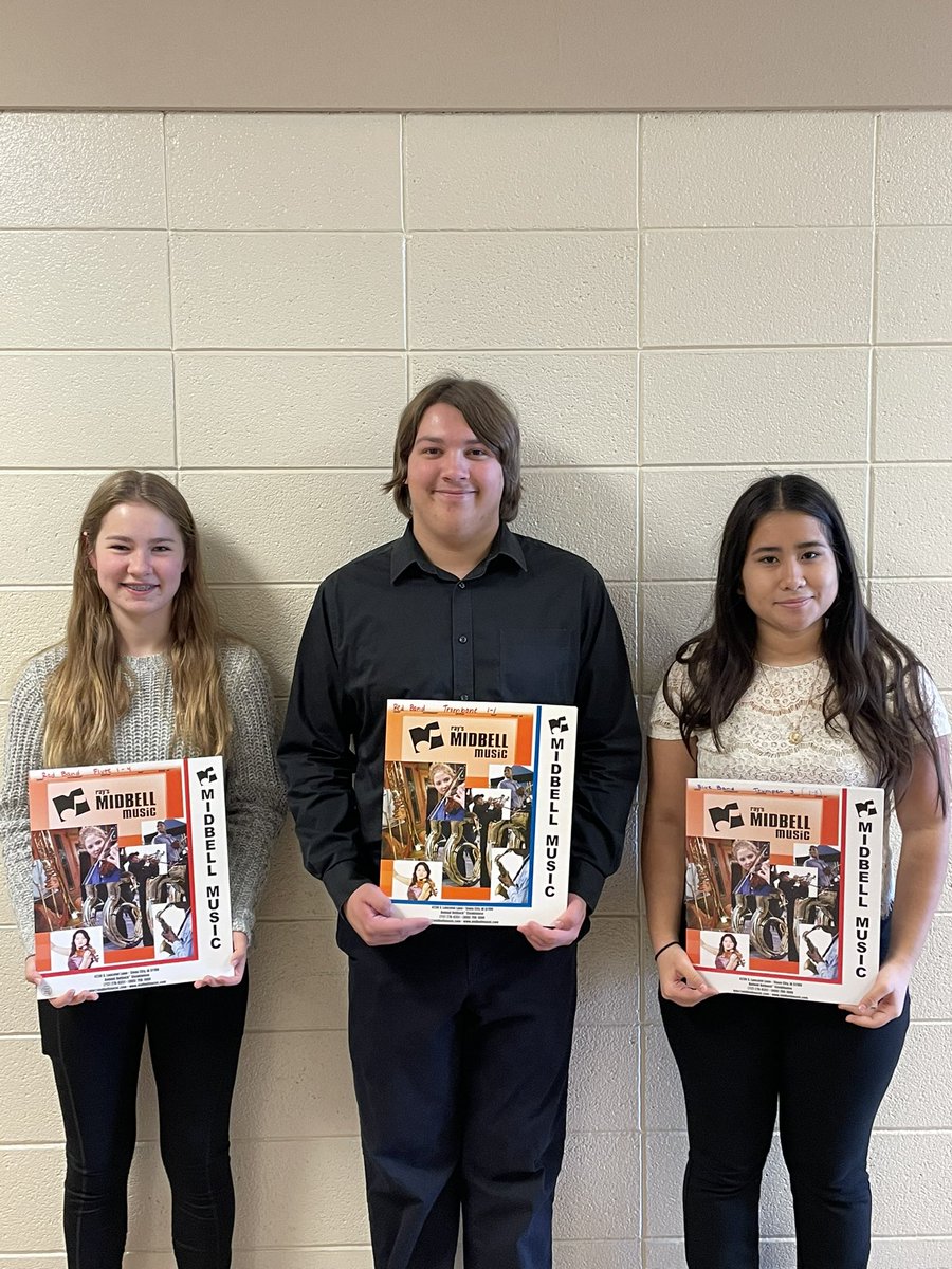 Congratulations to our students who made the Northwest Iowa Honor Bands today!
Red band:
Taylor Regier - Flute
Elias Vargas - Trombone
Blue Band:
Melanie Ayala Garcia - Trumpet