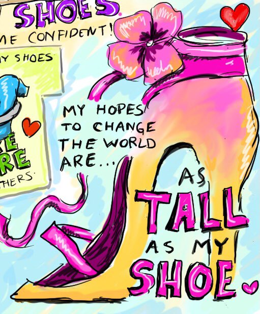 TheresaCrout's tweet photo. I ❤️ #visualscribing. I was part of an exercise about being vulnerability and empathy. Participants were asked to talk about what it’s like to “walk in my shoes.” I heard stories of mental health, caregiving, pets and hope. Here are snips of the #illustration that I captured. https://t.co/ddC6fvhlEE
