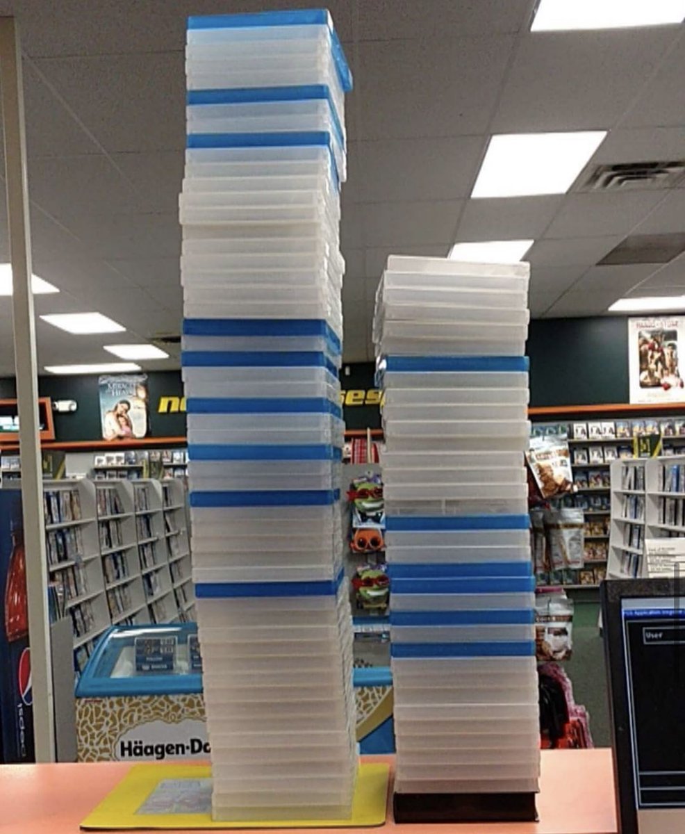 FamilyVideo's tweet photo. It's a craaaazy Saturday night at Family Video, and you've got to put all these away. How many movies do you think you could carry at once? 

📷: instagrammer abigailmrarce. https://t.co/kLdiPfHlXP