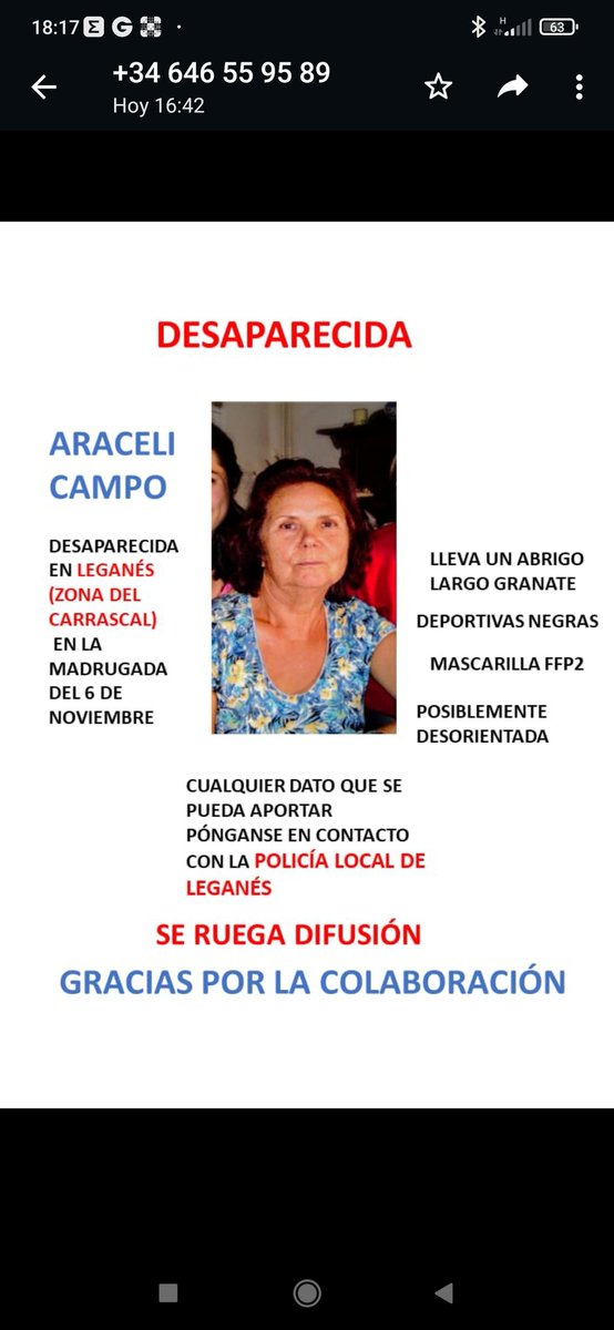 BeatrizAndrino's tweet photo. #DESAPARECIDA en #LEGANES zona Carrascal
#MADRID por favor MÁXIMA DIFUSIÓN cualquier información contactar con LA POLICÍA LOCAL DE LEGANES https://t.co/ExRuOvmTGA
