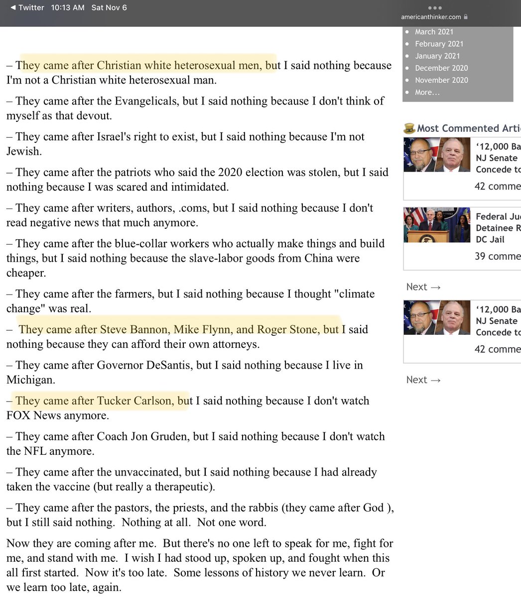 jimstewartson's tweet photo. OMG.
“They came after Christian white heterosexual men, but I am not a Christian white heterosexual man, so I said nothing.”

Seriously, @GoJackFlynn1 this is the cuck-iest, simp-iest, whiniest shit I have ever seen. How do you look in the mirror?
#ArrestAllFlynns https://t.co/KUHgrux2qd