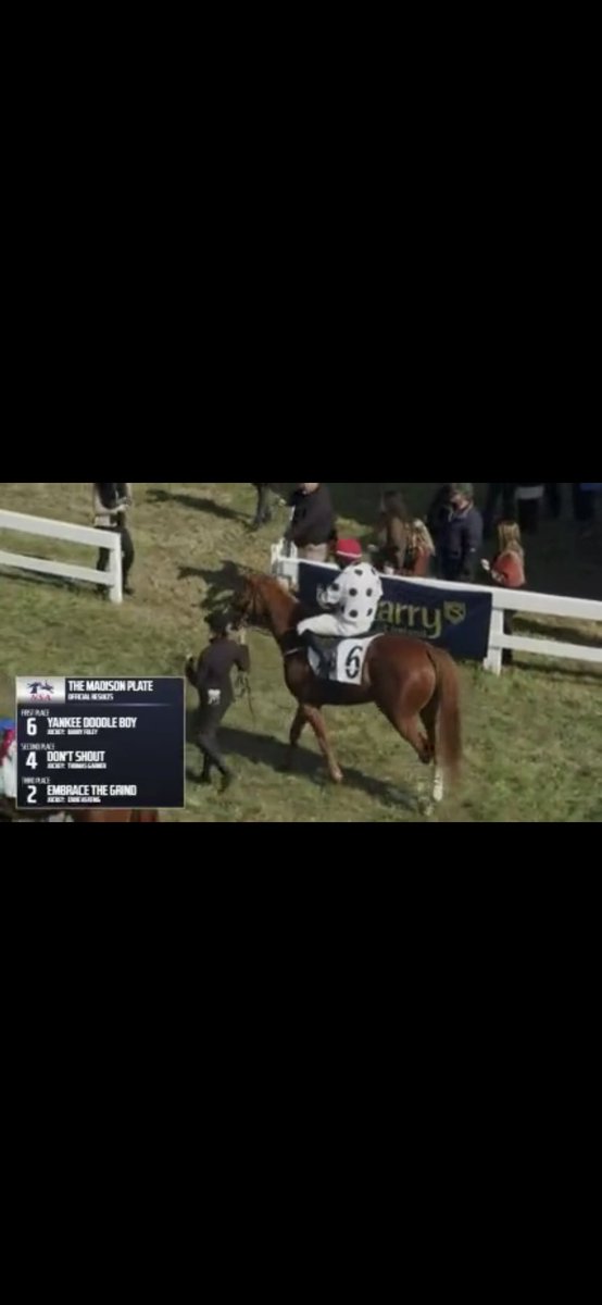 JumpingwithNSA's tweet photo. YANKEE DOODLE BOY gallops to the finish in the first at Montpelier. Congratulations to the connections including jockey Barry Foley and trainer Doug Fout. https://t.co/9u3icO8aVx
