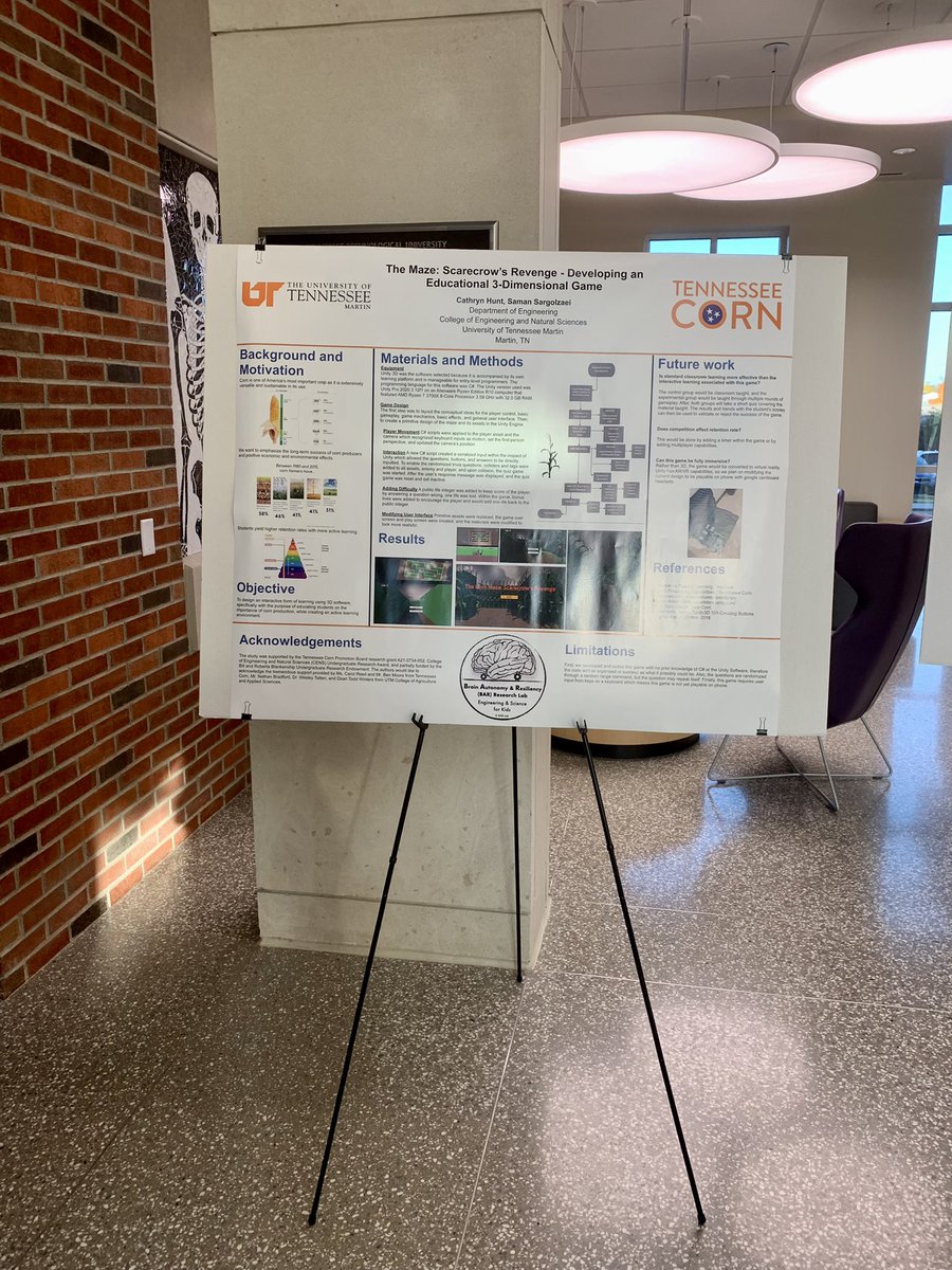 Bar__Lab's tweet photo. Today, Catey Hunt from our @Bar__Lab presented her research poster at the 131st meeting of the Tennessee Academy of Science (TAS) @tennesseetech 🌽 great thanks to the support of @CornTennessee and @SkyhawkAggie for our undergraduate #Research #TNCorn #VirtualReality https://t.co/HFaOdy1Di7