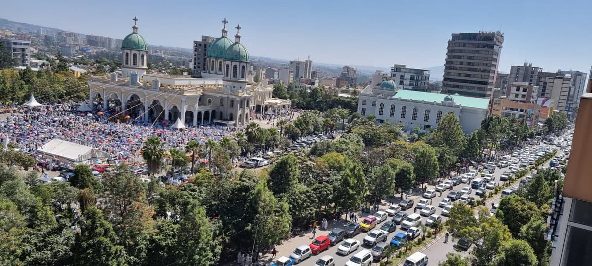 ArtsTvWorld's tweet photo. In a flagrant journalistic hooliganism that failed to induce mass hysteria, @cnn “broke” news two days ago: “TIGRAY TROOPS JUST OUTSIDE ADDIS ABABA” irresponsibly posting a fake photo. Here is Addis Ababa this morning, where thousands of the faithful celebrated an annual holiday. https://t.co/0ctzfVeHFr