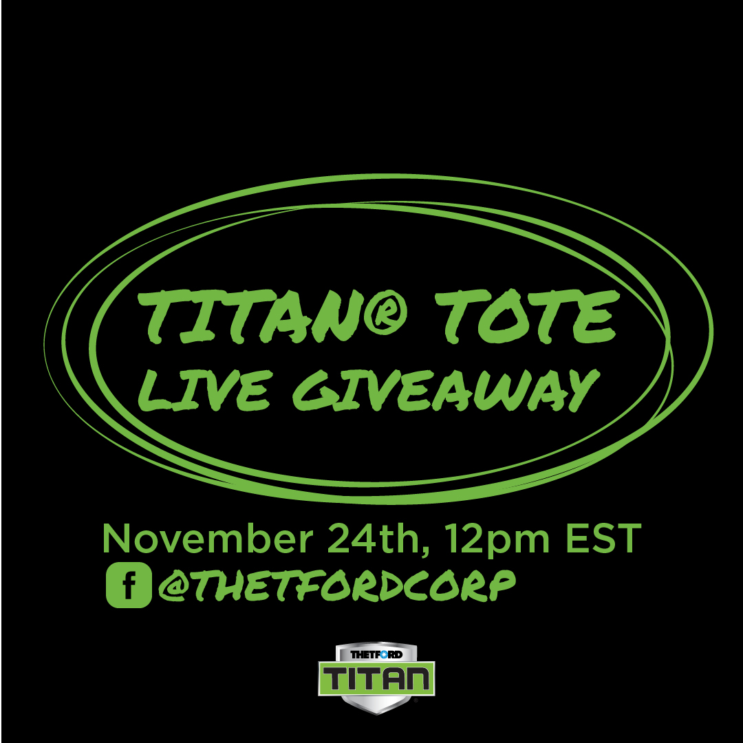 We are going LIVE November 24 @ noon EST and we are giving away a 4 WHEEL 21 GALLON TITAN® TOTE! Click the link below and follow the instructions to enter!

bit.ly/3GRQVD3

The winner will be announced during our FB live!  See you there!