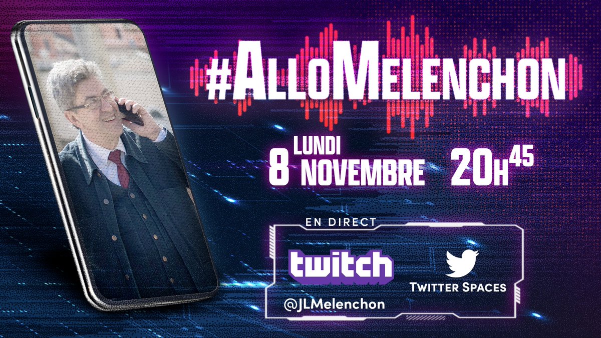 Rendez-vous lundi, 20h45 😎 #AlloMelenchon ➡️ twitch.tv/jlmelenchon