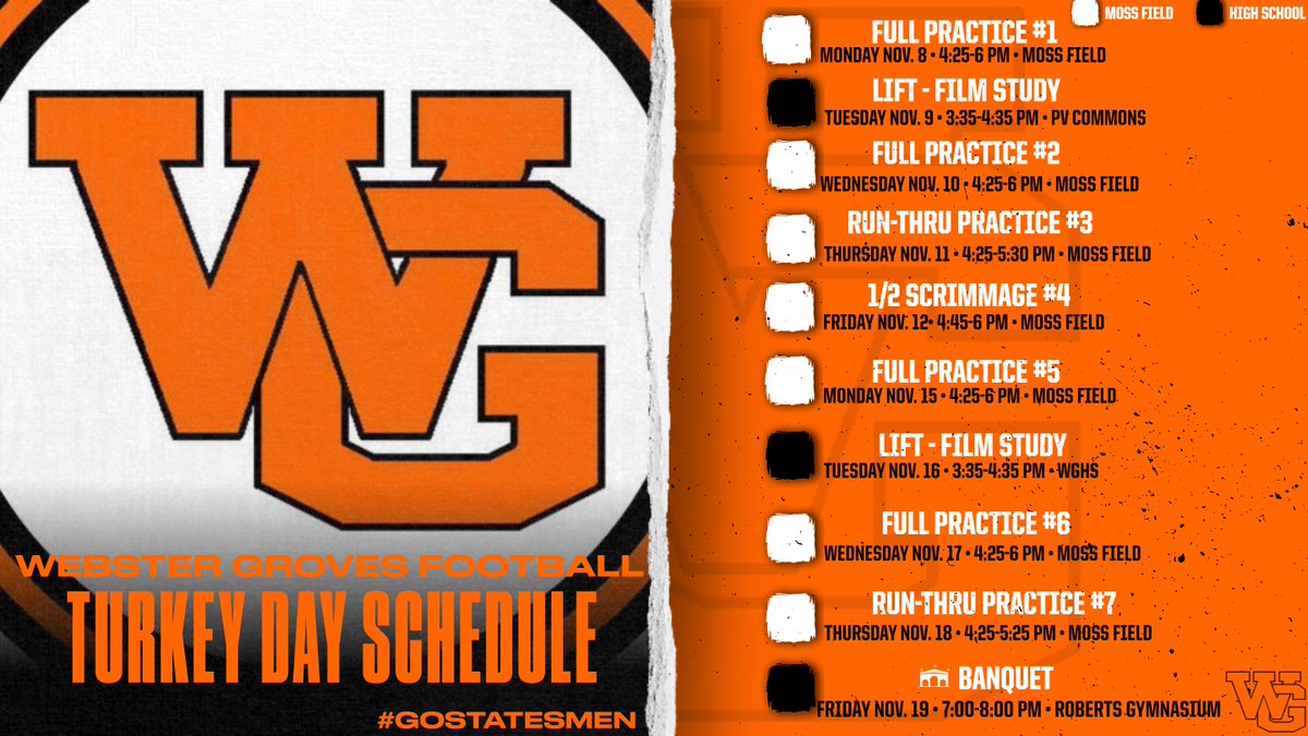 DubGFB's tweet photo. Statesmen Football Players: Turkey Day Schedule - We're not done yet
#AttackModeActivated #GoStatesmen https://t.co/BmeXHs8d3o