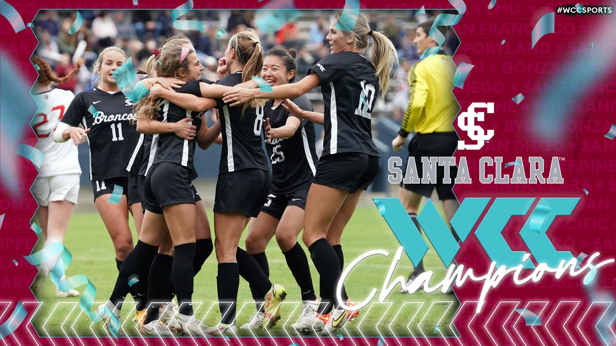 WCCsports's tweet image. .@SCUWomensSoccer claims at least a share of the #WCCsports title with a 2-1 2OT win at Saint Mary's🏆