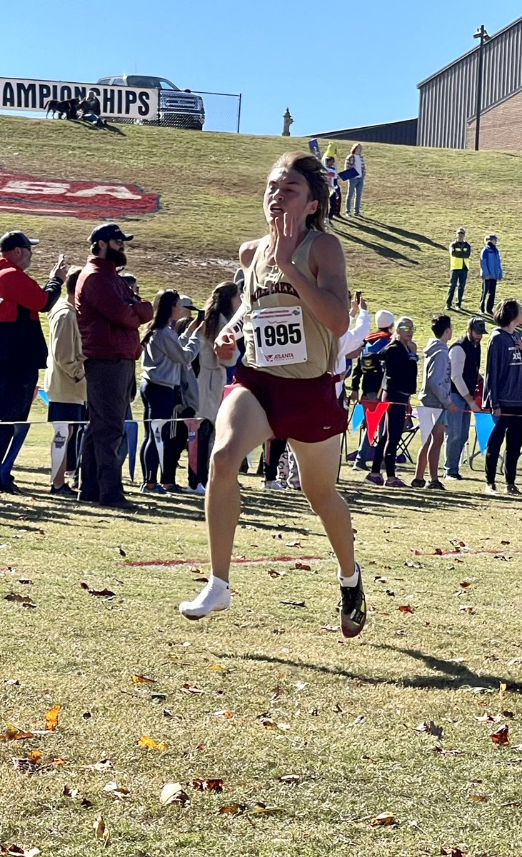 Jake Peters is our normal #2 runner. He was on crutches in April. Came back. Cross-trained endlessly. He lost a shoe 800m in today. He passed several people the last 100 meters to help us win by 2 points. Thank you for what you did for the team today and the last 4 years, Jake!