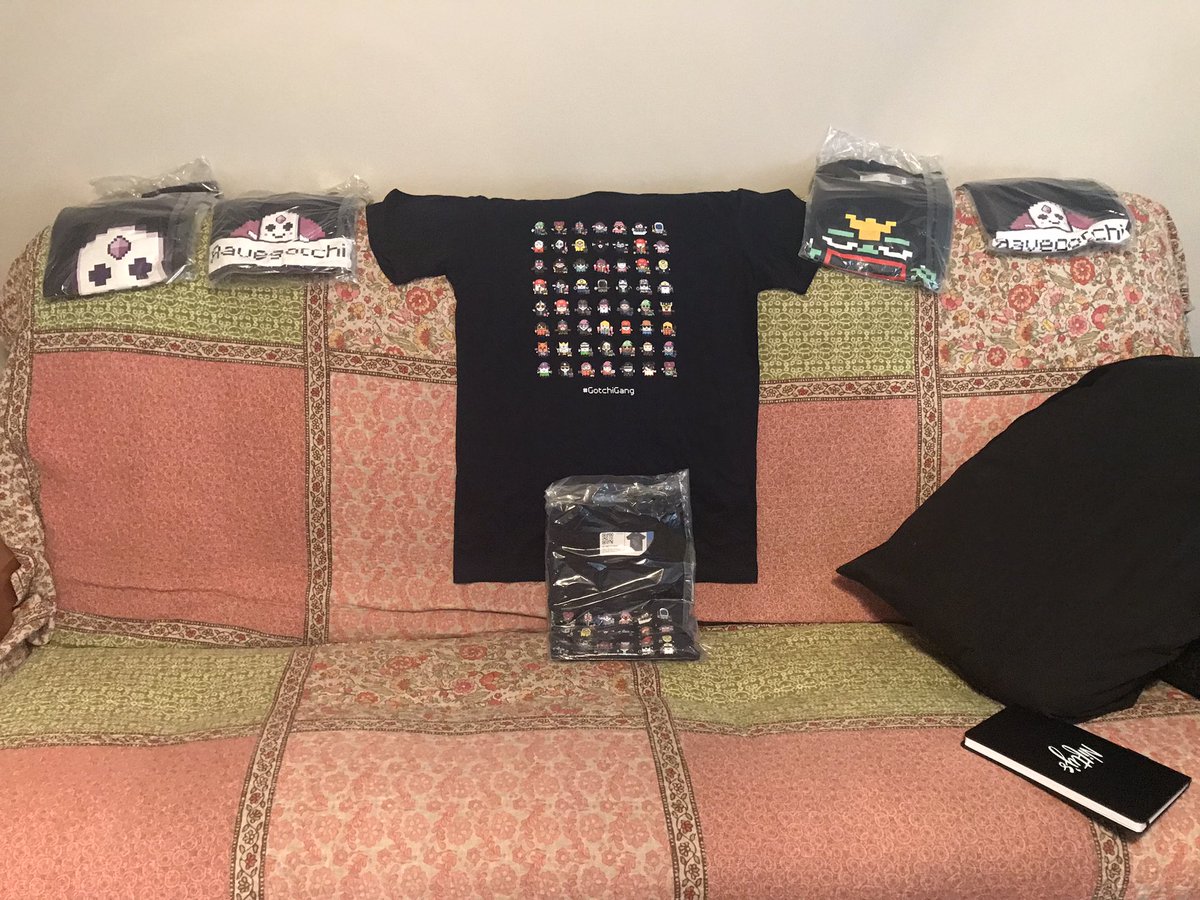 nofuture's tweet image. My current @aavegotchi merch stash #gotchigang #LFG