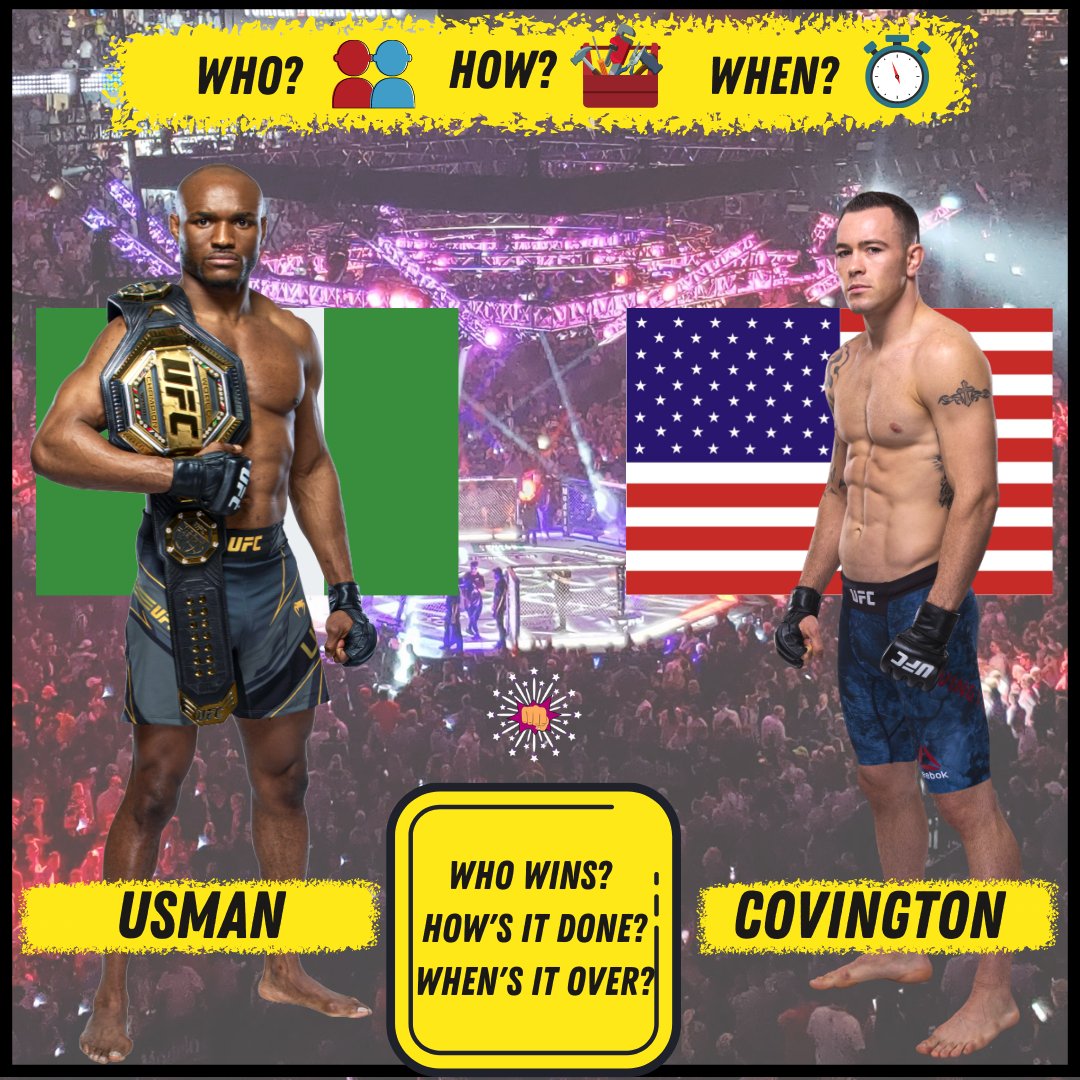 KarynBryant's tweet photo. #AndStill or #AndNew at #UFC268?
@USMAN84kg vs @ColbyCovMMA:
Who wins? 👥
How’s it done? 🧰
When’s it over? ⏱
#UFC #MMA #WhoHowWhen #MMAtwitter @fistivities https://t.co/USkJu8wdPQ