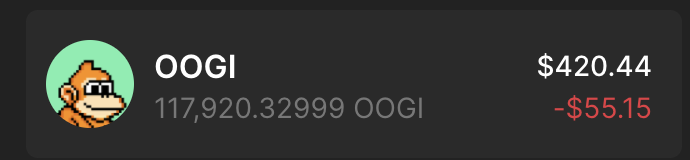 Patrickwieland's tweet photo. I think my @oogicoin is trying to tell me something. $420 value for free tokens I got for holding @BabyApesNFT this could be something or #noothing #OogiOogi https://t.co/qWvRjI6xDi