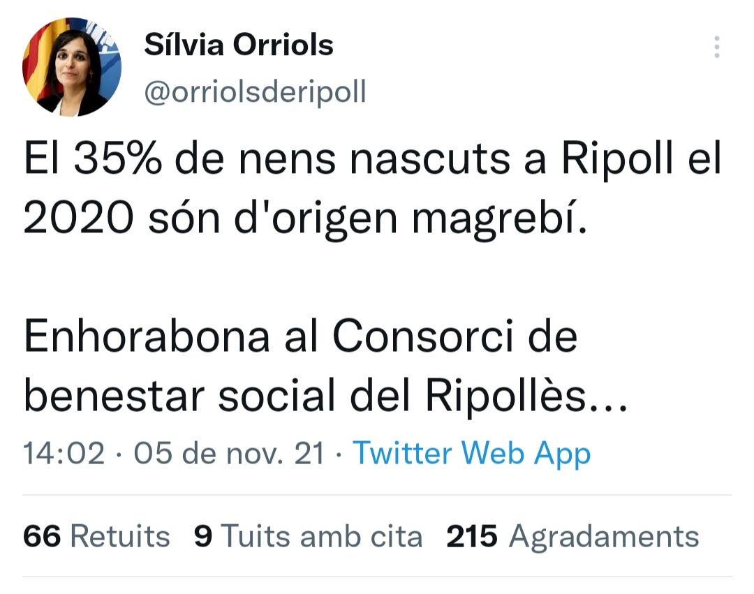 El 100% dels nens nascuts a Ripoll, són catalans.
Contra el feixisme, sempre ens hi trobareu de cara, encara que porti una estelada. 
Prou embrutar l'independentisme amb idees xenòfobes i racistes.
Ni un pas enrere! #NazisNo!
