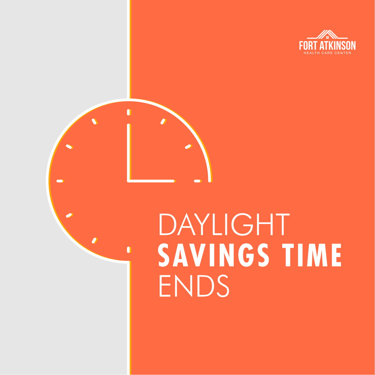 FortAtkinsonhcc's tweet photo. Daylight Savings Time is ending. Don't forget to change your clocks back an hour!
#DaylightSavingTime #fallback #changeyourclocks https://t.co/E7okj3vRGU