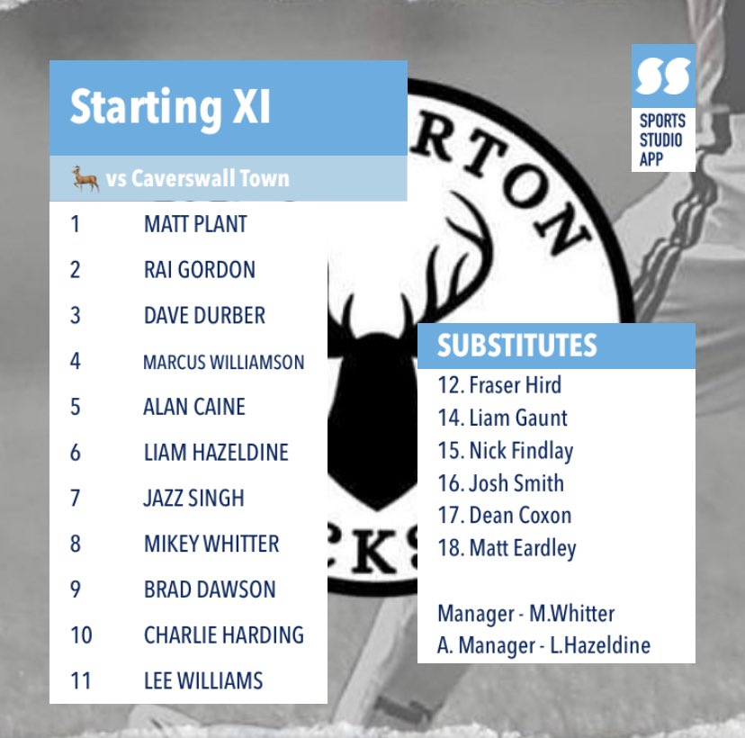 Familiar fixture tomorrow as the Cavs take on the Bucks…. anyway… info below and you can swipe to see your squad for tomorrows game! 
🦌 x ©️

🏆 PDSL Premier League 
🆚️ Caverswall Town
🗓 7th November
⏰ 11:00 k/o 
🏟 Loomer Road
📌 ST57JP