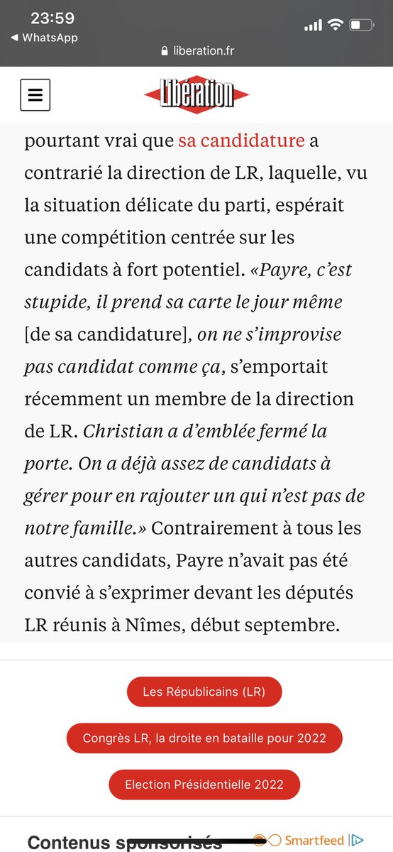 DenisPayre's tweet photo. Au moins c’est clair, un cadre de ⁦@lesRepublicains⁩ confirme à ⁦@libe⁩ le fonctionnement clanique et anti démocratique de la direction: « Christian (Jacob) a d’emblée fermé la porte. » en parlant de ma candidature et en oubliant que j’avais aidé Fillon à sa demande. https://t.co/3lgDI6xBdp